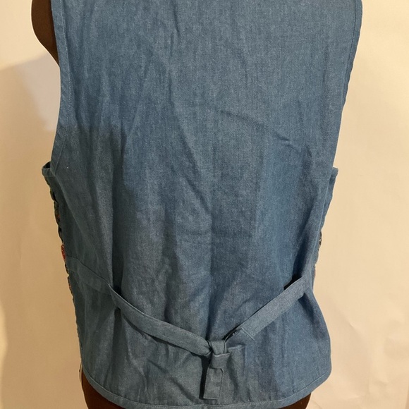 Casey & Max Vintage Vest Denim & Plaid Christmas School Large Blue Red Green - Picture 3 of 11